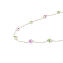 Load image into Gallery viewer, Revel Bead Station Necklace - Tsavorite &amp; Rhodolite Garnet

