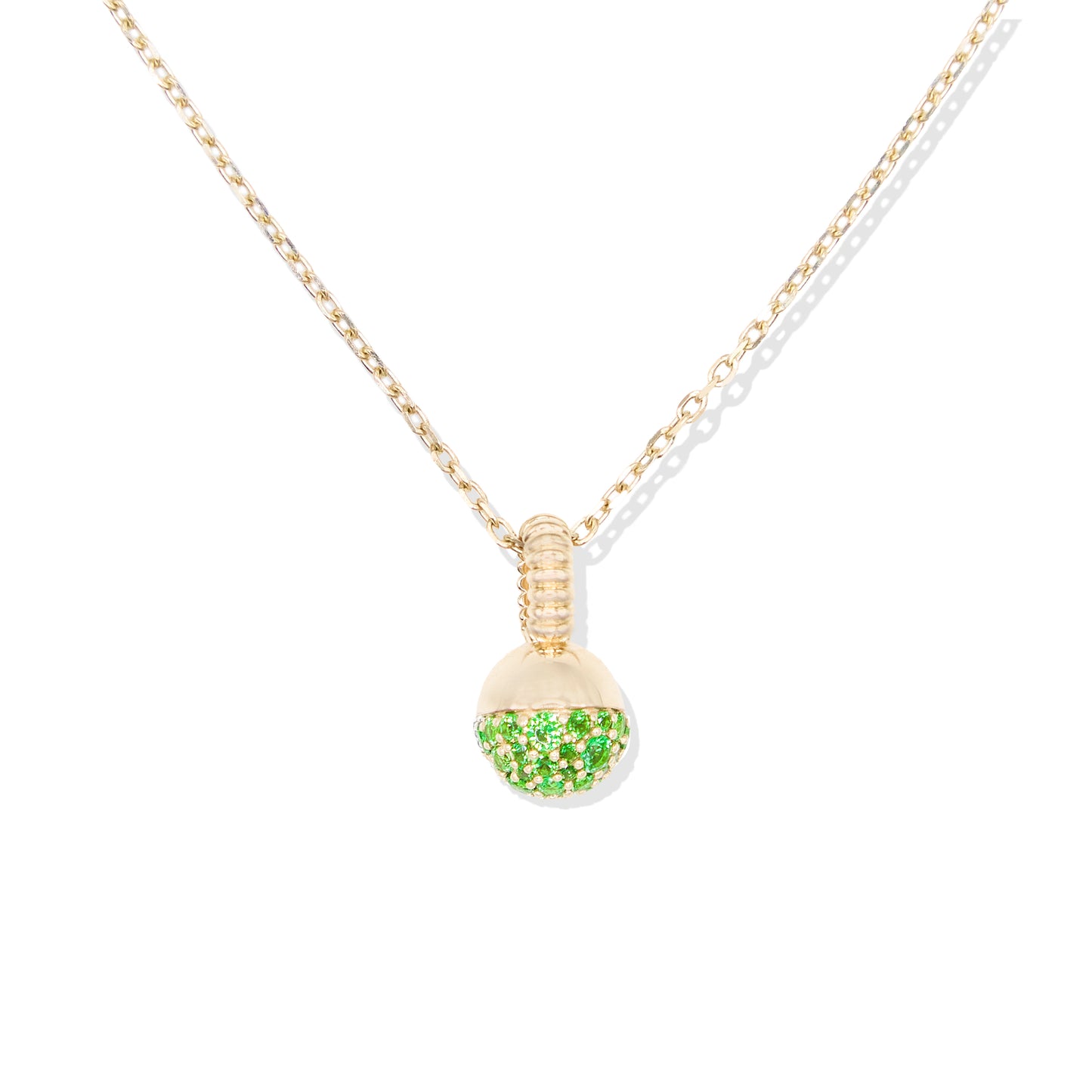 Revel Small Bobble Charm Necklace- Tsavorite