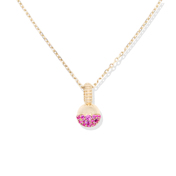 Revel Small Bobble Charm Necklace- Pink Sapphire
