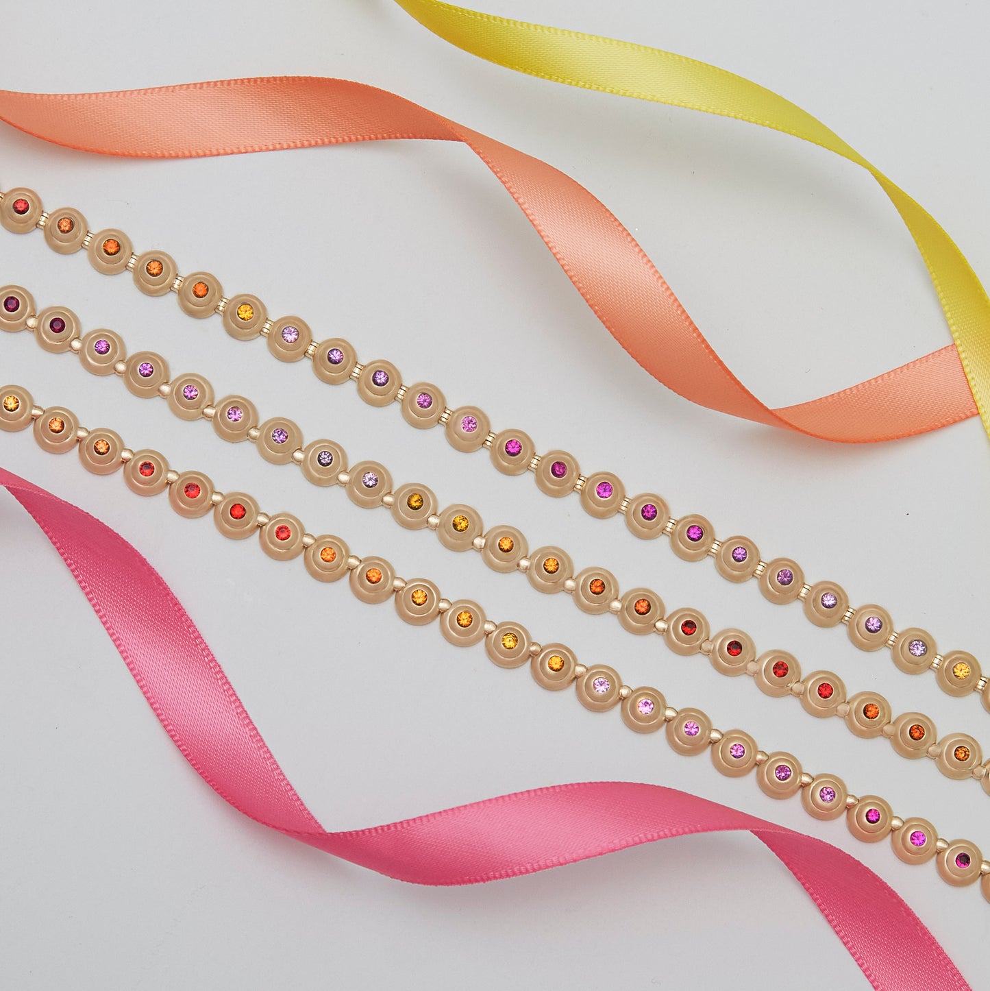 Evolve Link Necklace - Pink & Orange Sapphire