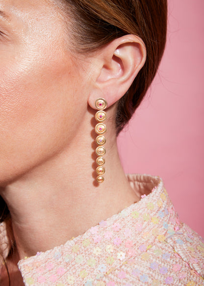 Evolve Shoulder Duster Earring - Pink & Orange Sapphire