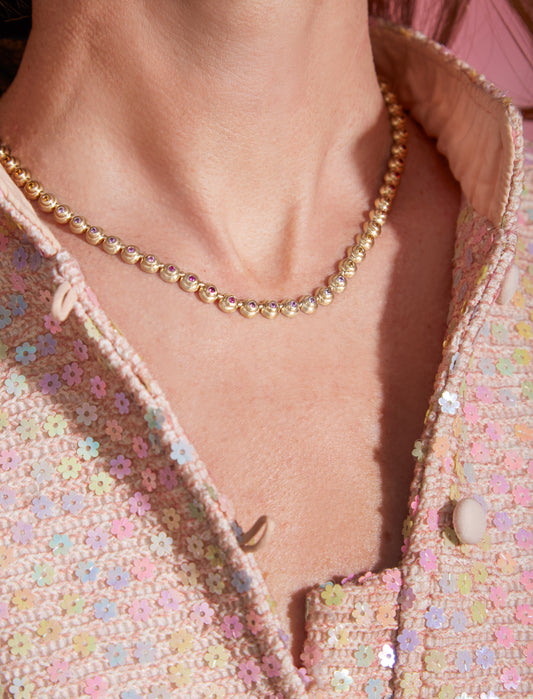 Evolve Link Necklace - Pink & Orange Sapphire
