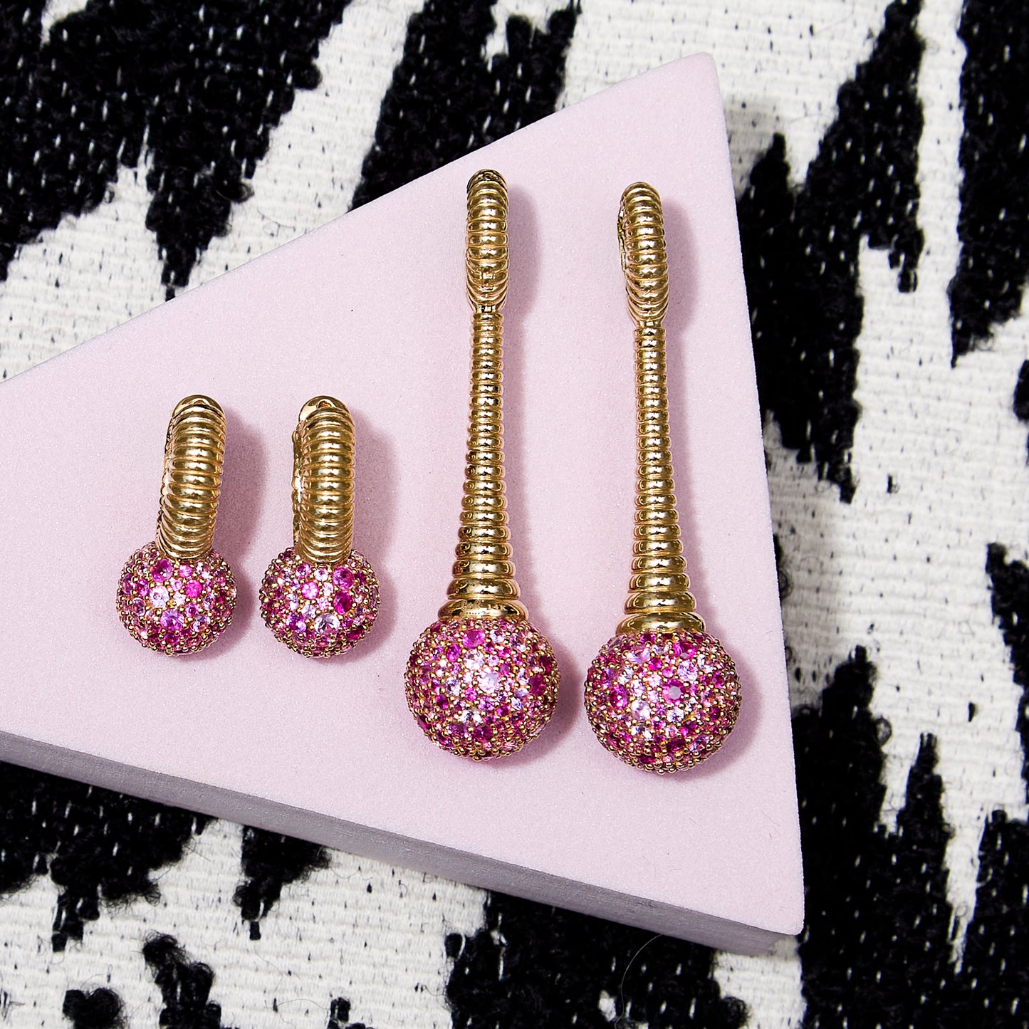 Revel Bobble Chandelier Earring - Pink Sapphire