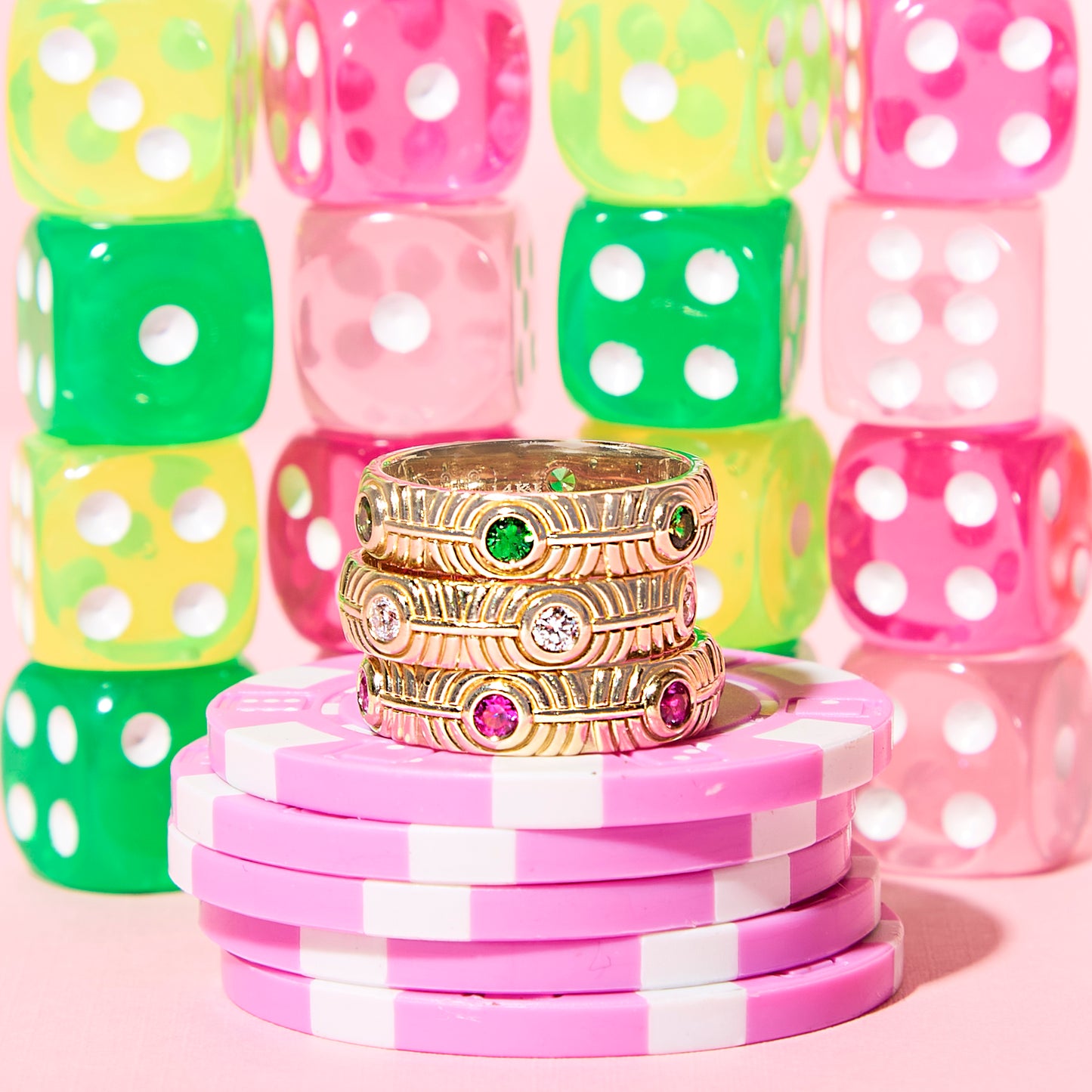 Revel Ribbed Stacking Band - Tsavorite