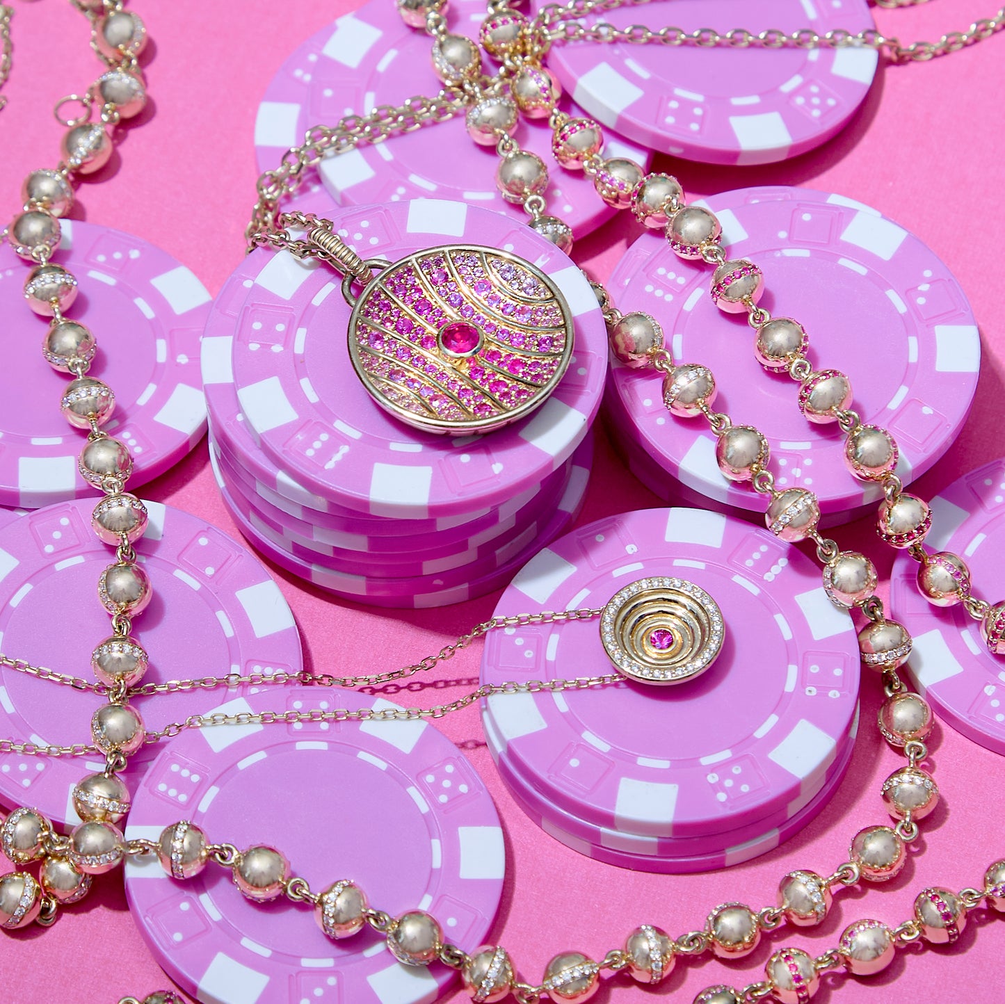 Revel Small Bead Necklace - Diamond