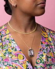 Load image into Gallery viewer, Spark Emerald Cut Pendant Necklace - Black Mother of Pearl &amp; Pink Sapphire
