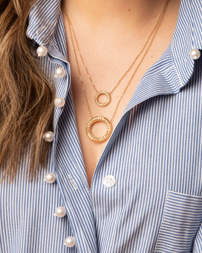 Crew Small Circle Pendant Necklace - Tsavorite & Diamond