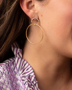 The Crew Half Moon Double Hoop Earrings - Tsavorite & Diamond