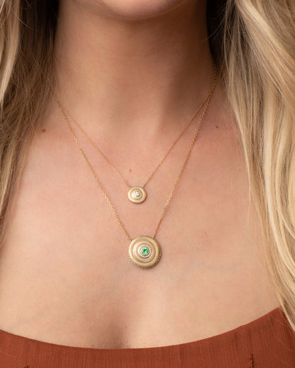 Evolve Small Disk Pendant Necklace - Emerald