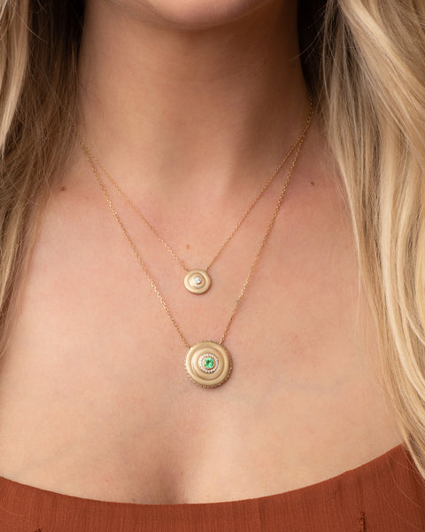 Evolve Small Disk Pendant Necklace - Emerald