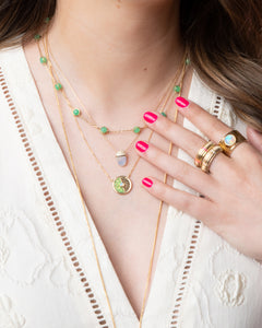 Found Cap Pendant Necklace - Chrysoprase & Diamond