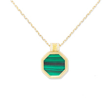 Load image into Gallery viewer, Spark Octagon Pendant Necklace - Malachite &amp; Diamond
