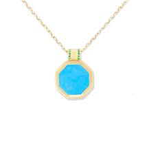 Load image into Gallery viewer, Spark Octagon Pendant Necklace - Turquoise &amp; Emerald
