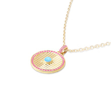 Load image into Gallery viewer, Found Large Disk Pendant - Pink Sapphire &amp; Turquoise
