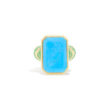 Load image into Gallery viewer, Spark Chevron Emerald Cut Cocktail Ring - Turquoise &amp; Emerald
