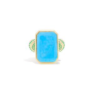 Spark Chevron Emerald Cut Cocktail Ring - Turquoise & Emerald