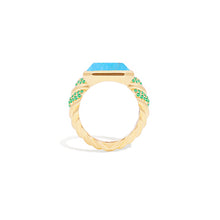 Load image into Gallery viewer, Spark Chevron Emerald Cut Cocktail Ring - Turquoise &amp; Emerald
