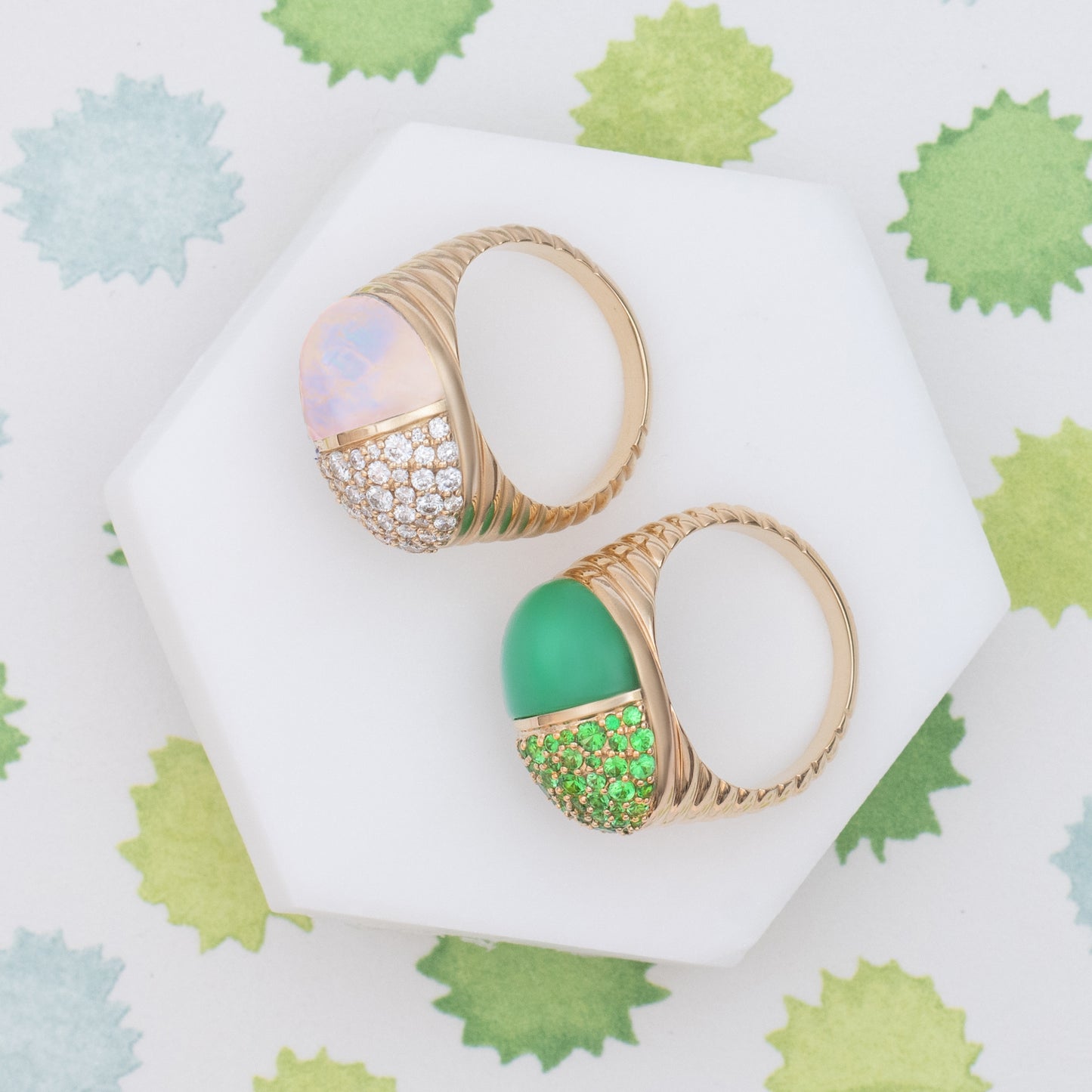 Found Cap Cocktail Ring - Chrysoprase & Tsavorite