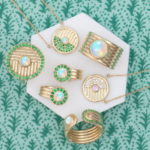 Found Cigar Band Ring - Opal