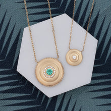 Load image into Gallery viewer, Evolve Large Disk Pendant Necklace - Emerald
