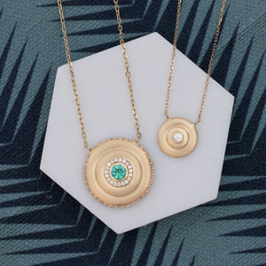 Evolve Small Disk Pendant Necklace - Emerald