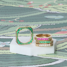 Load image into Gallery viewer, Spark Etched Stacking Band Ring - Emerald
