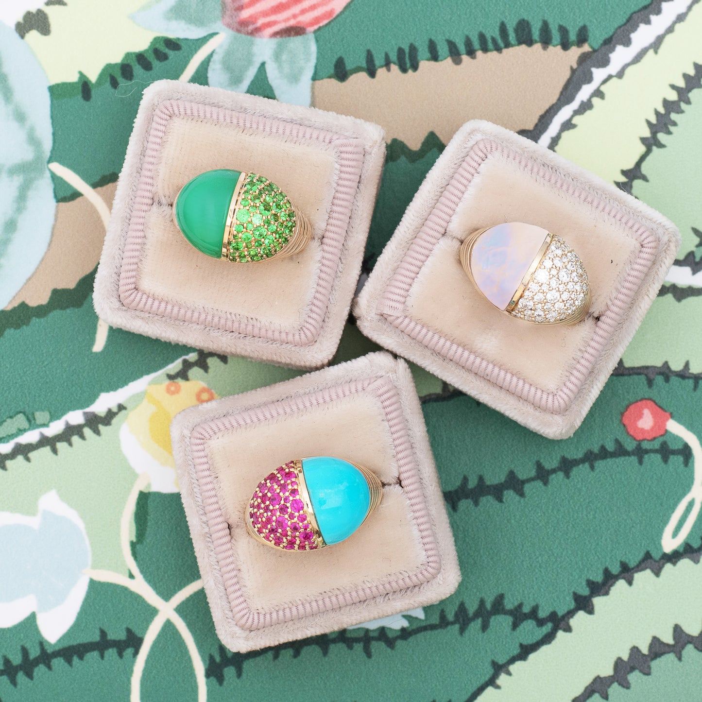 Found Cap Cocktail Ring - Turquoise & Pink Sapphire