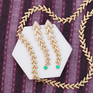 Spark Chevron Link Chandelier Earring - Emerald