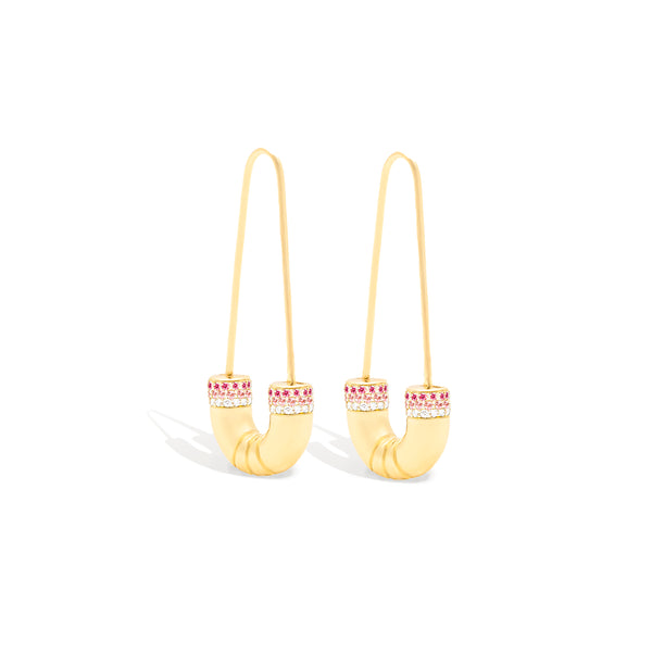 Crew Tube Earring - Pink Sapphire & Diamond