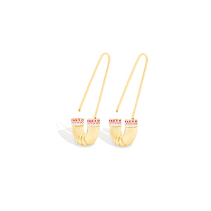 Crew Tube Earring - Pink Sapphire & Diamond