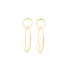 Load image into Gallery viewer, The Crew Half Moon Double Hoop Earrings - Tsavorite &amp; Diamond
