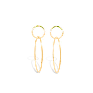 The Crew Half Moon Double Hoop Earrings - Tsavorite & Diamond