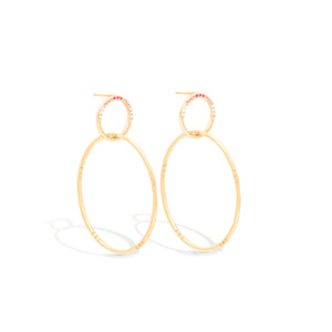 Crew Half Moon Double Hoop Earrings - Pink Sapphire & Diamond