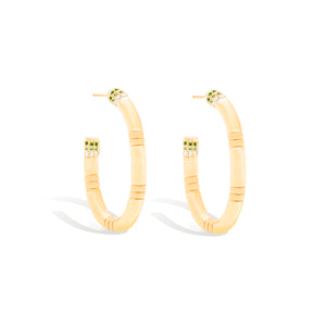 Crew Large Oval Hoop Earring - Tsavorite & Diamond
