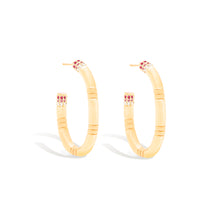 Load image into Gallery viewer, The Crew Large Oval Hoop Earring - Pink Sapphire &amp; Diamond

