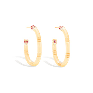 Crew Large Oval Hoop Earring - Pink Sapphire & Diamond