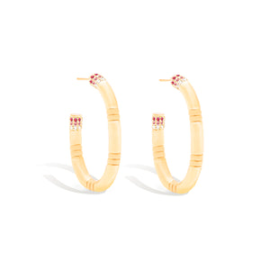 The Crew Large Oval Hoop Earring - Pink Sapphire & Diamond