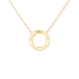 Crew Small Circle Pendant Necklace - Tsavorite & Diamond
