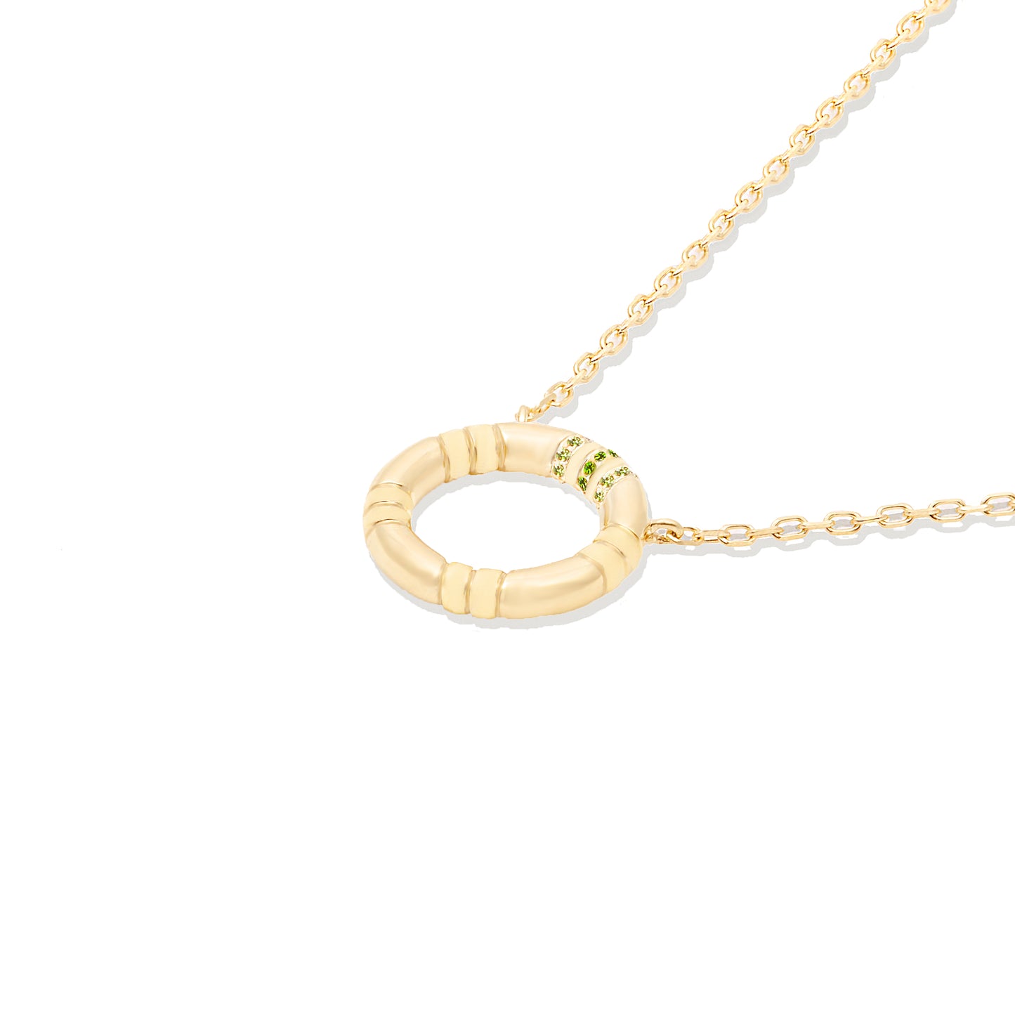 Crew Small Circle Pendant Necklace - Tsavorite & Diamond
