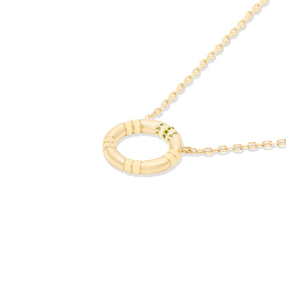 Crew Small Circle Pendant Necklace - Tsavorite & Diamond