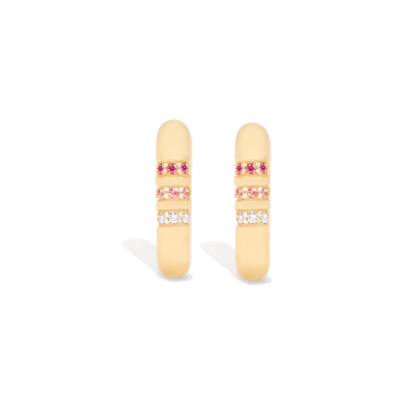 Crew Round Huggie - Pink Sapphire & Diamond