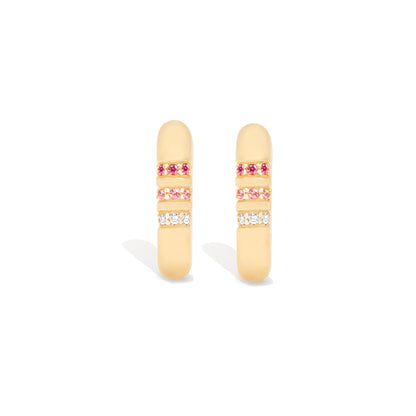 Crew Round Huggie - Pink Sapphire & Diamond
