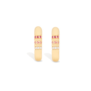 Crew Round Huggie - Pink Sapphire & Diamond