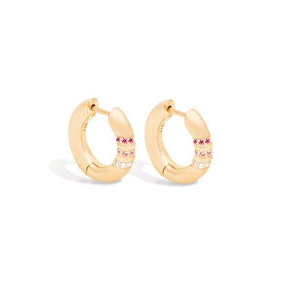 Crew Round Huggie - Pink Sapphire & Diamond