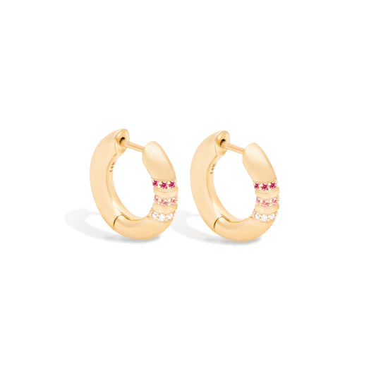 Crew Round Huggie - Pink Sapphire & Diamond