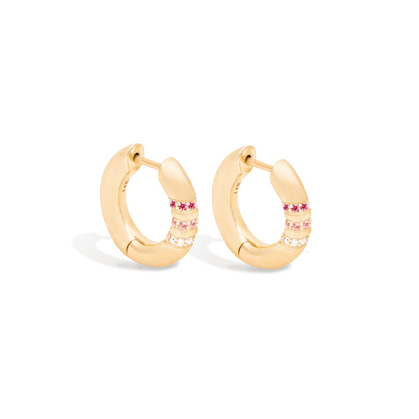 Crew Round Huggie - Pink Sapphire & Diamond