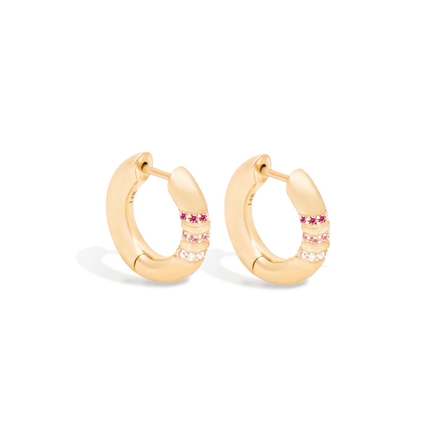 Crew Round Huggie - Pink Sapphire & Diamond