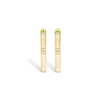 Crew Oval Small Hoop Earring - Tsavorite & Diamond