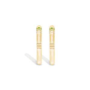 The Crew Oval Small Hoop Earring - Tsavorite & Diamond