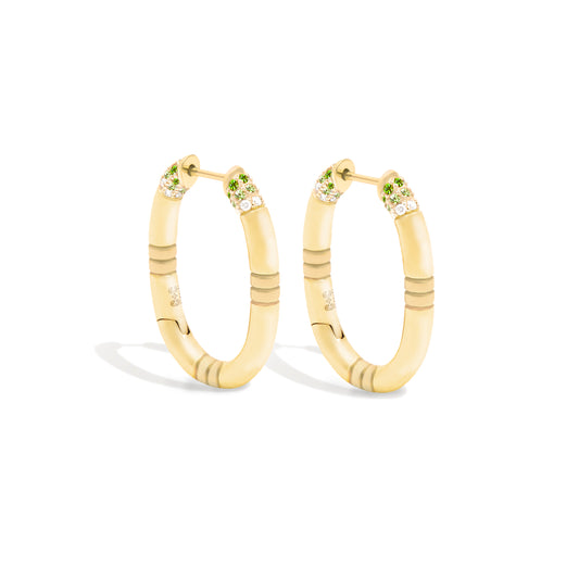 Crew Oval Small Hoop Earring - Tsavorite & Diamond